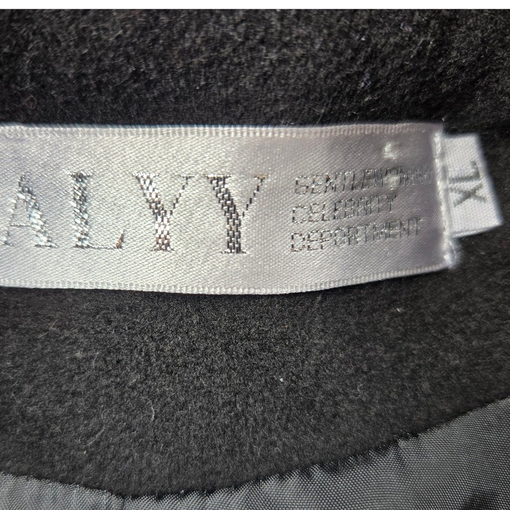 ALYY Womens M Black Double Breasted Wool Blend Pea Coat Jacket - Picture 2 of 9
